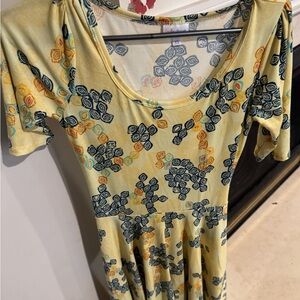 Lularoe women's Nicole dress, yellow floral print, xs